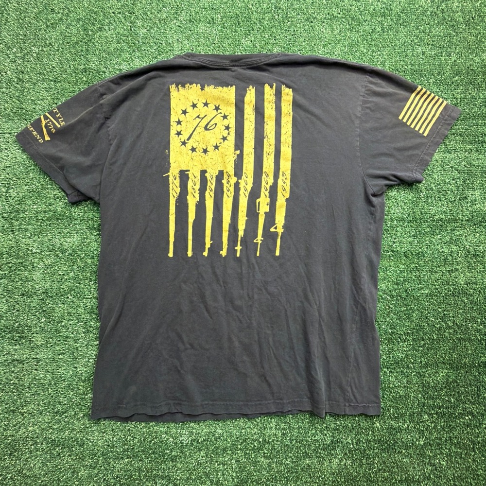 Grunt Style Mens XXL Black Distressed Flag 1776 Graphic T-Shirt Short Sleeve